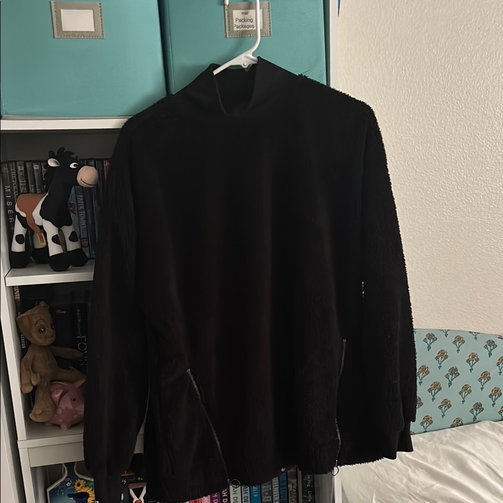 Black Long-Sleeve Sweater Mock Neck